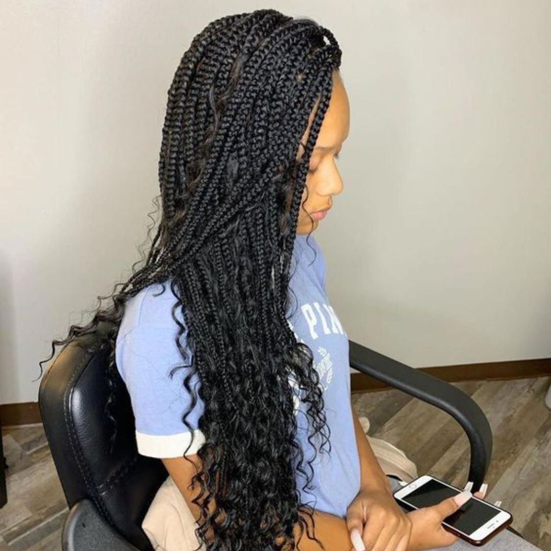 bohemian box braids on natural hair