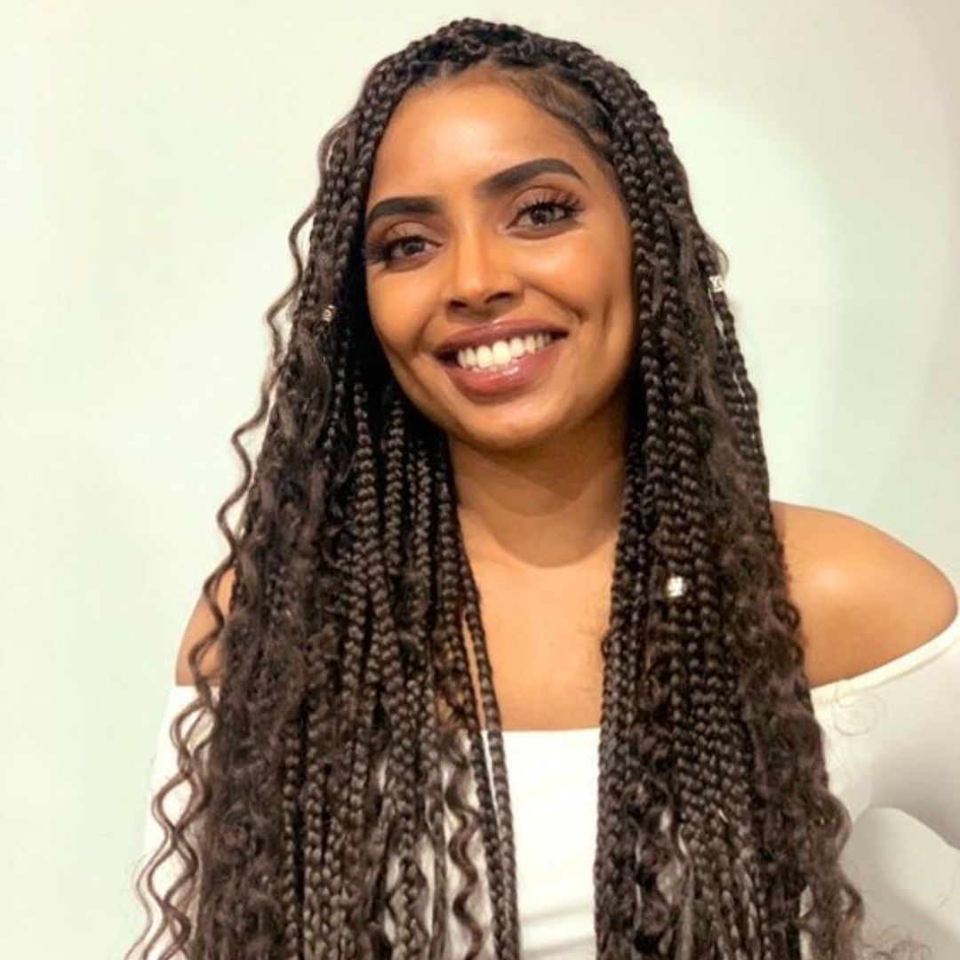 bohemian box braids on short natural hair