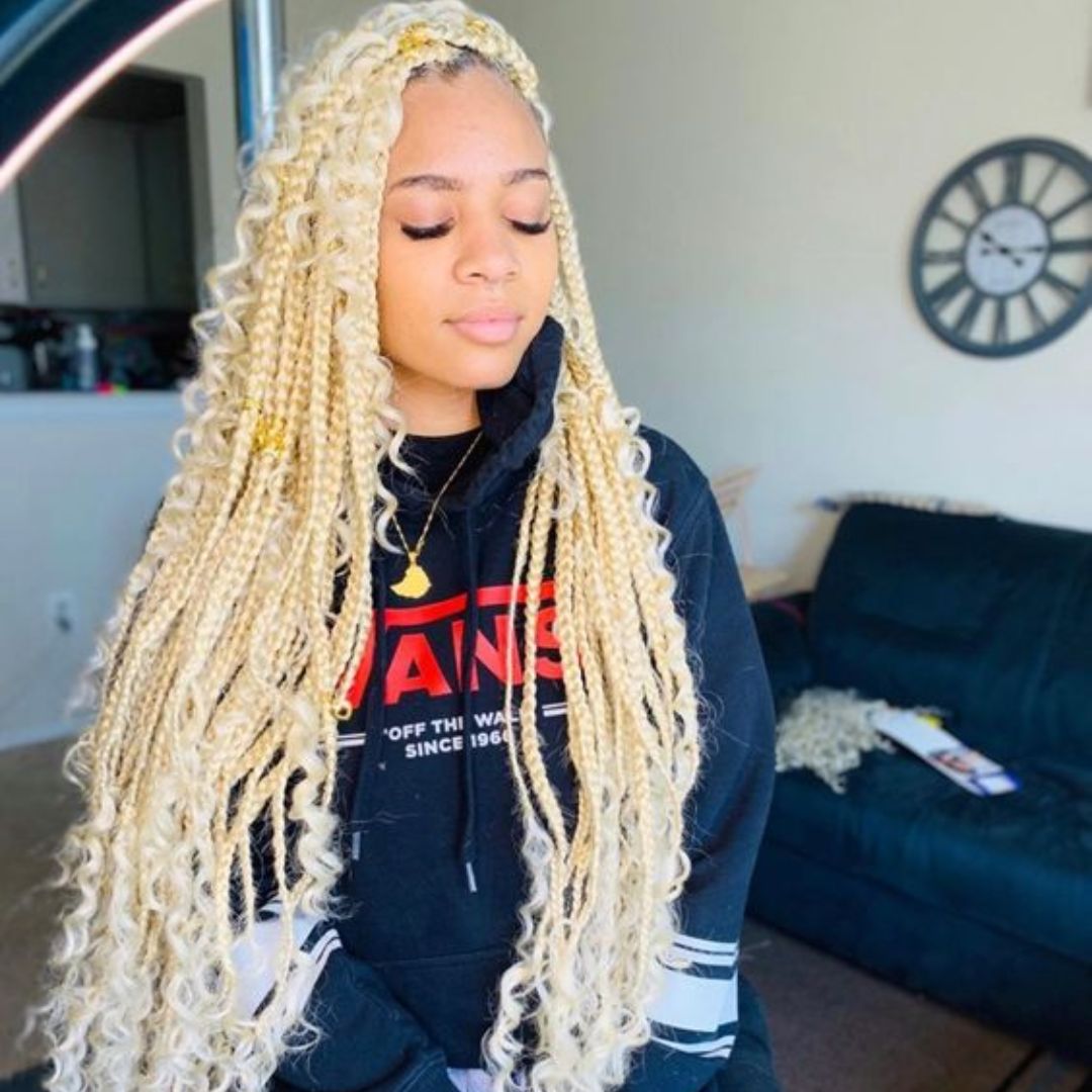 white girl bohemian box braids