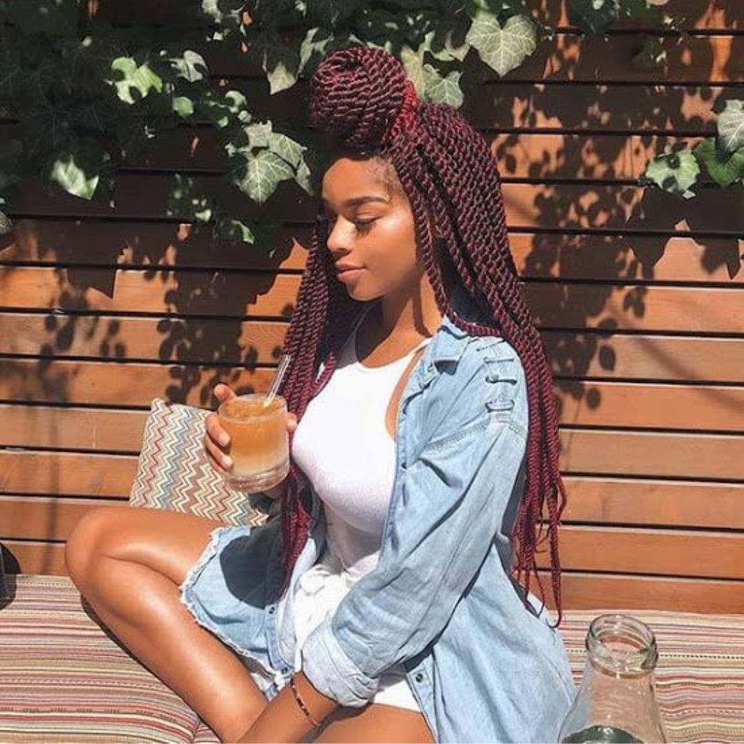 burgundy havana twist hairstyles