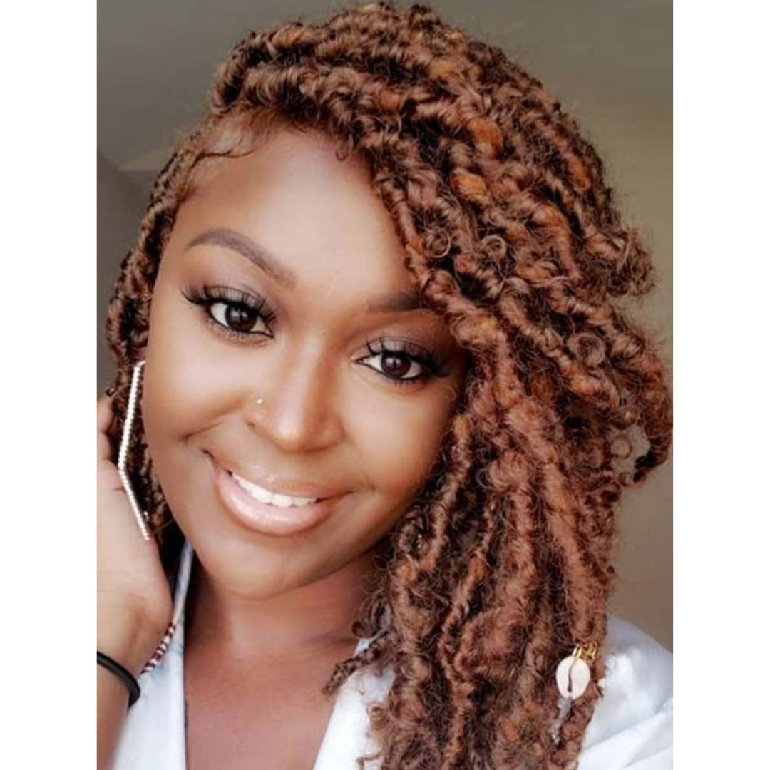 butterfly faux locs on dark skin