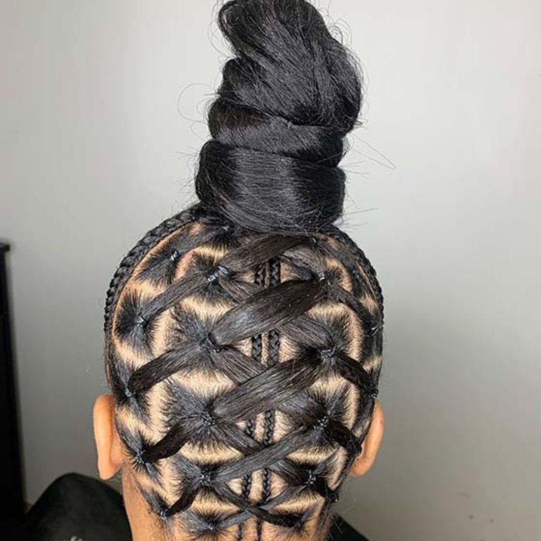 top knot criss-cross rubber band