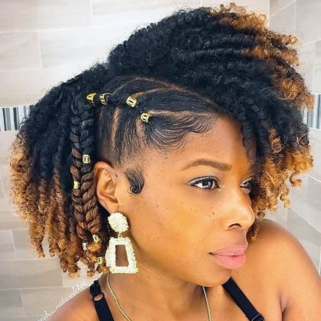rubber band hairstyle on natural hair