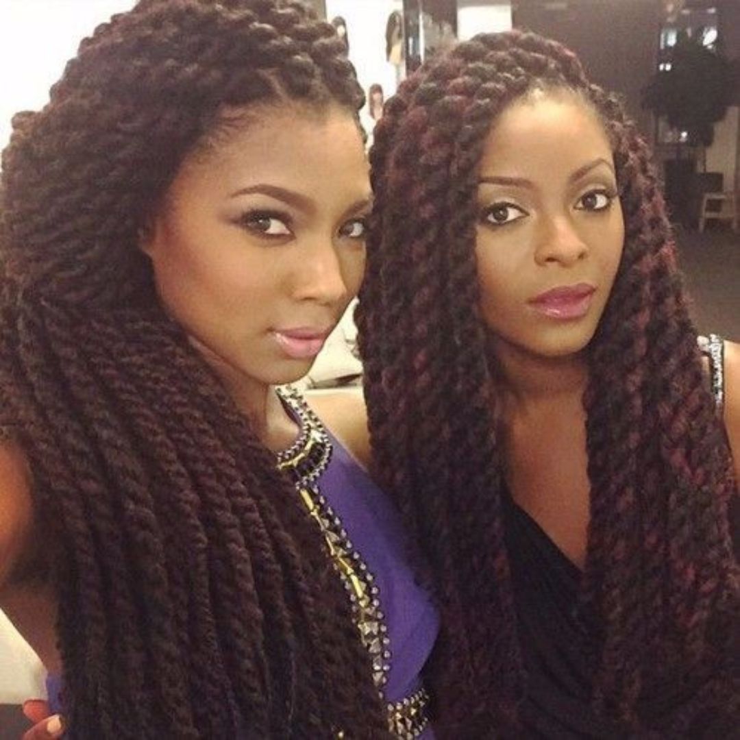 burgundy havana twist on natural hair