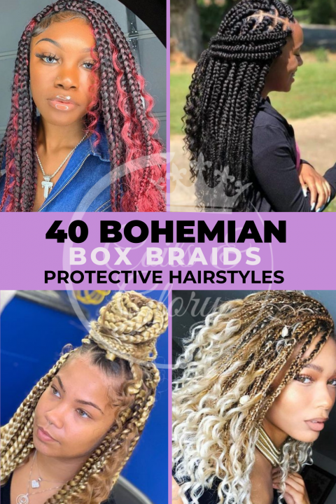 bohemian box braids hairstyles for black women 