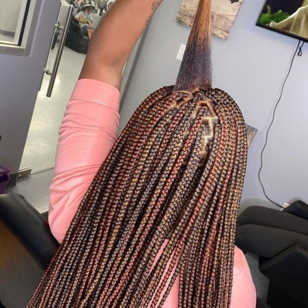 Mixed color medium sized boxed braids