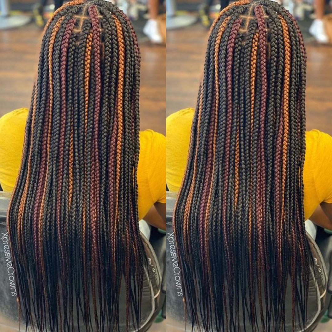 tri-color box braids