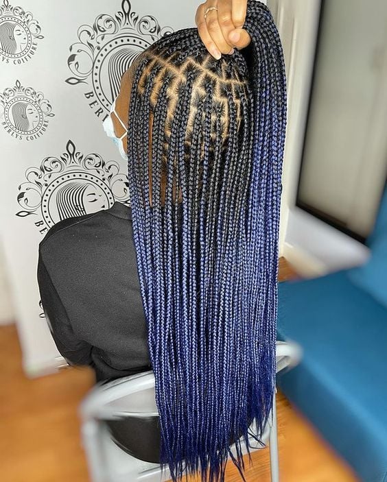 Ombre Black and Blue Box Braids