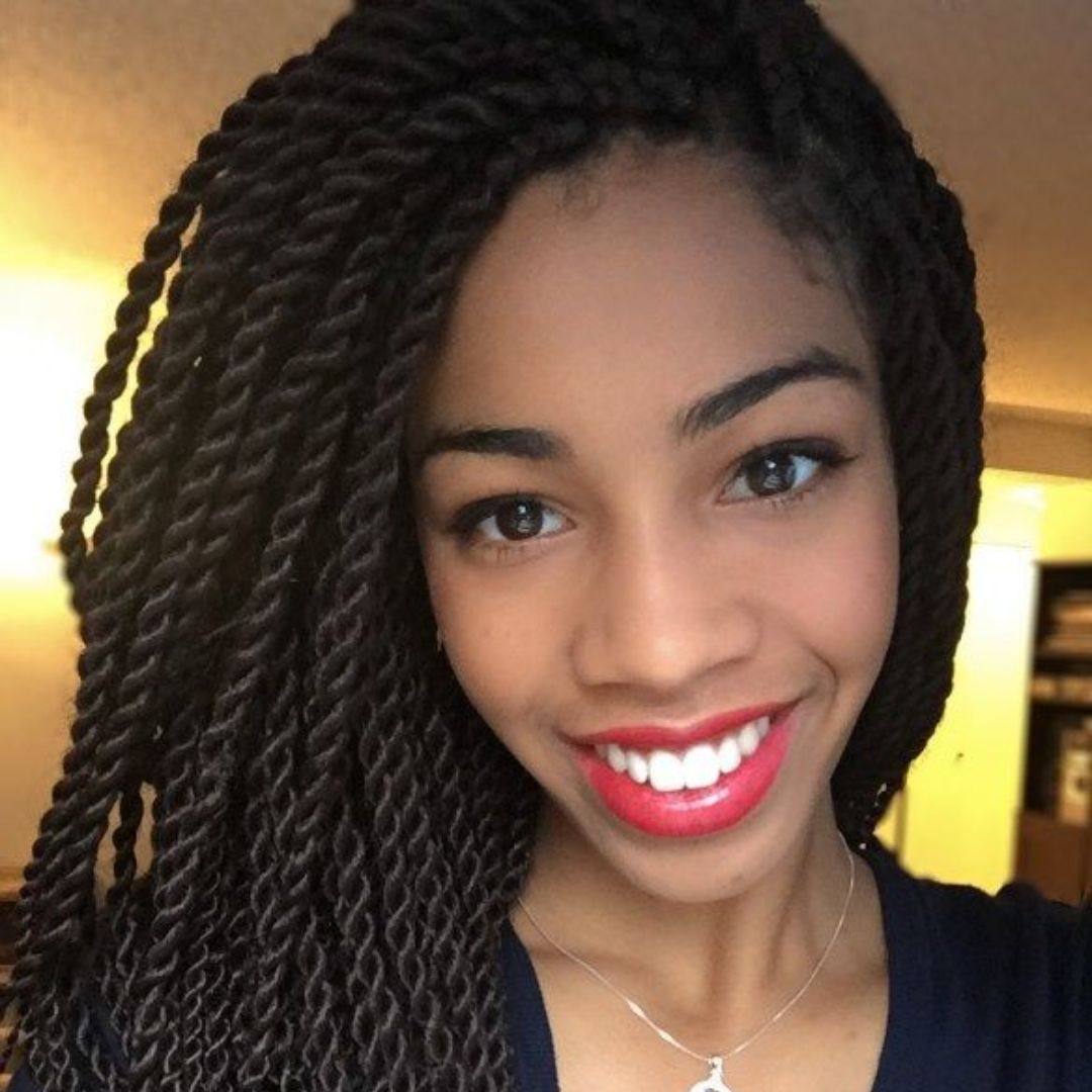 Senegalese Twists With a Deep Side Part