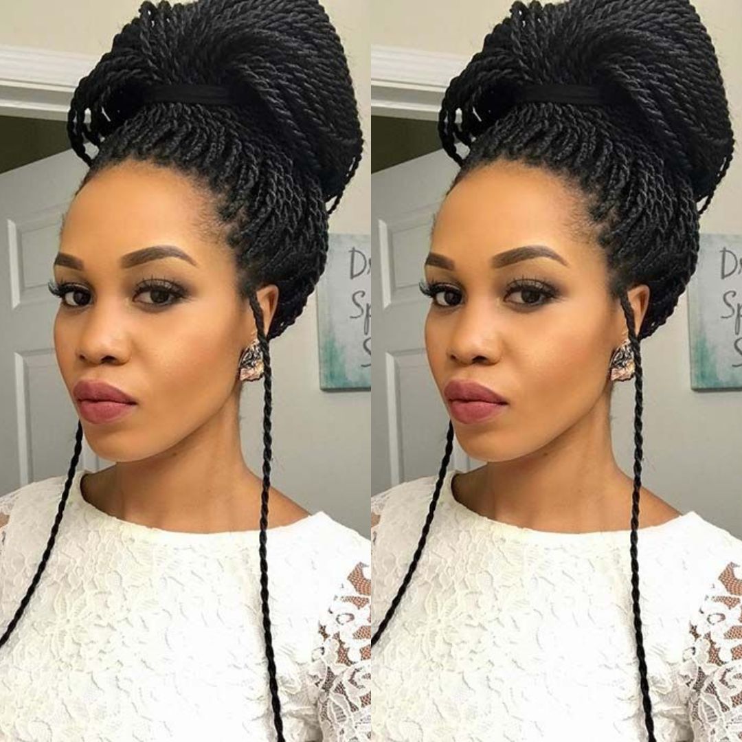 Stylish Senegalese twists Updo