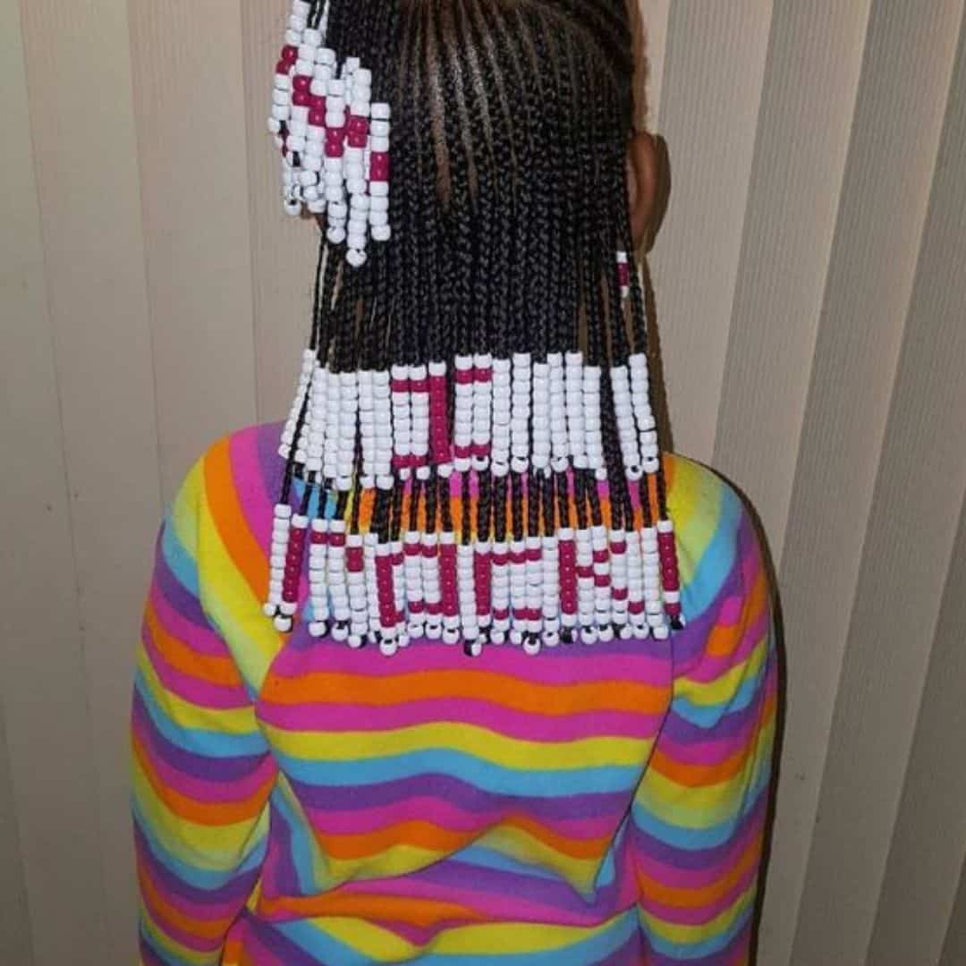 little black girl braids half up half down
