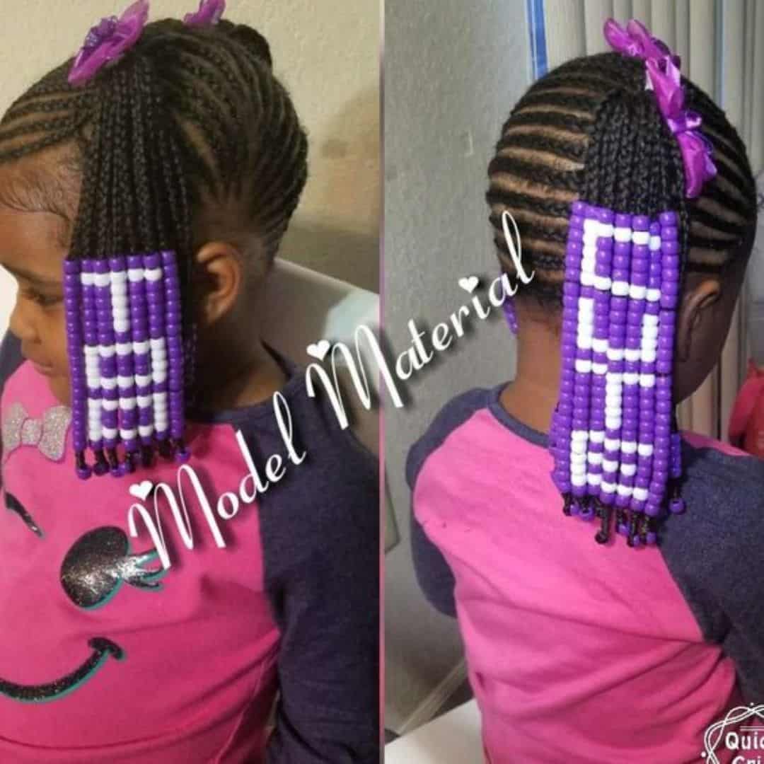 little black girl cornrows with beads