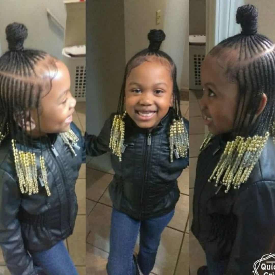 little black girl cornrows with extensions