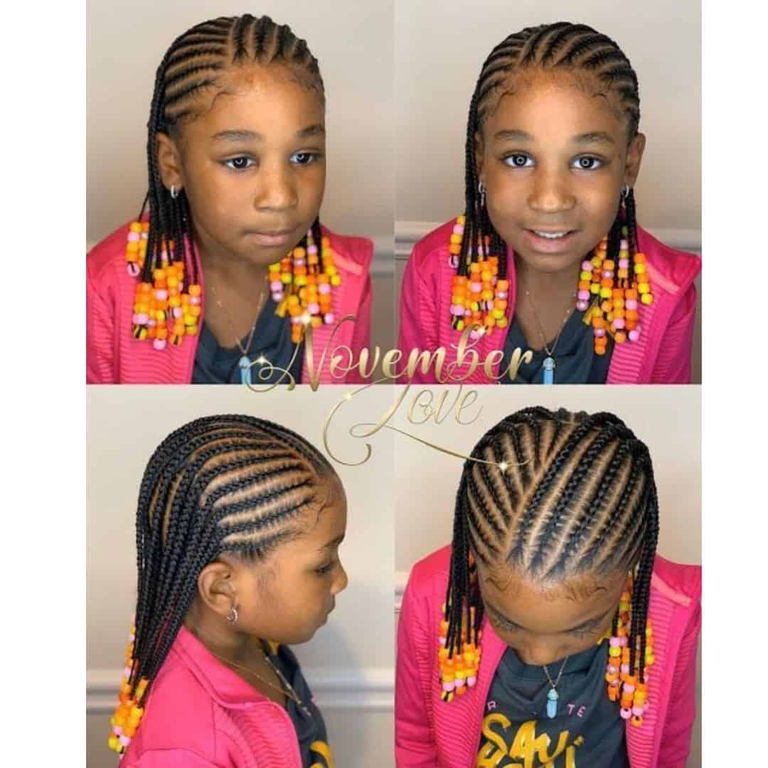 easy braids for little black girl with weave