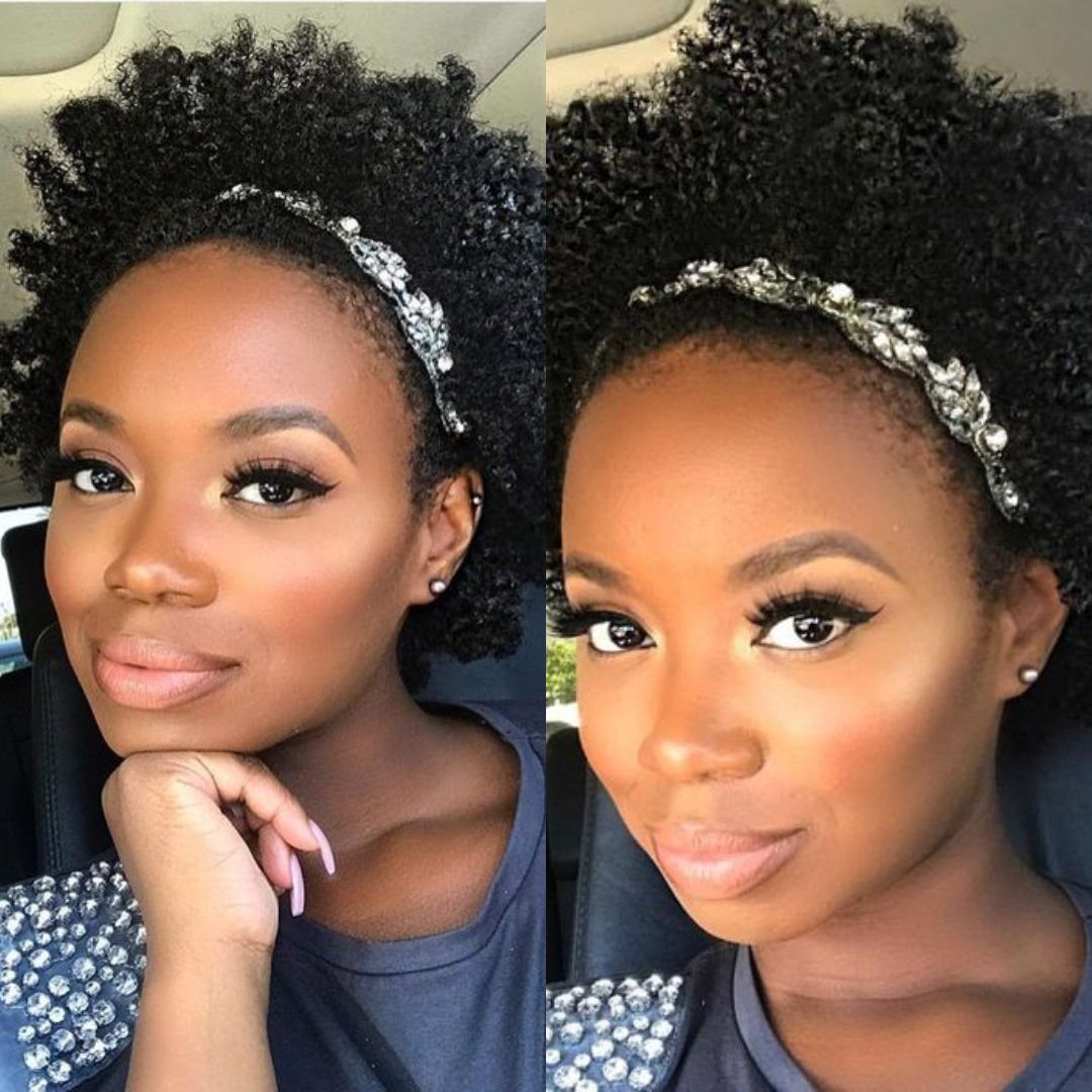 afro puff with a headband