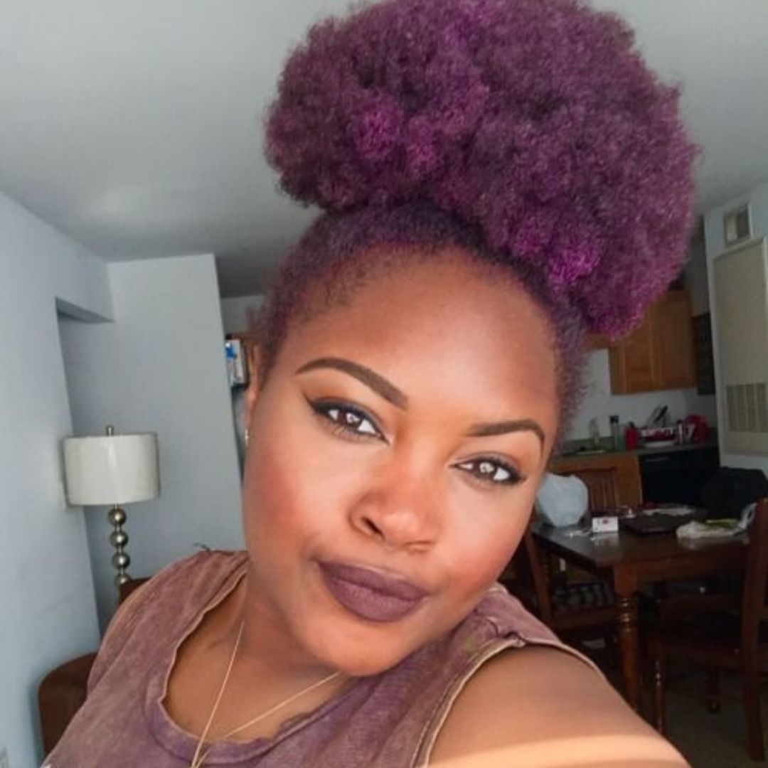 magenta afro puff 