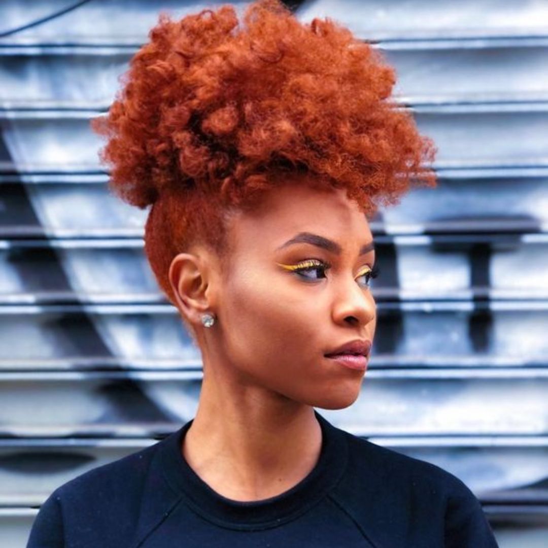 burnt orange afro puff