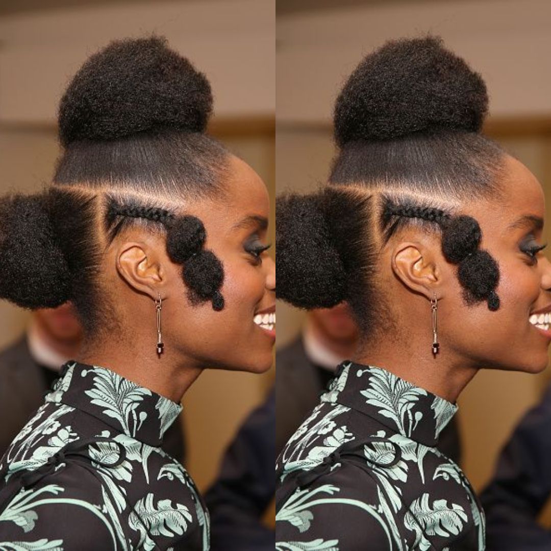 afro puff on short natural hair