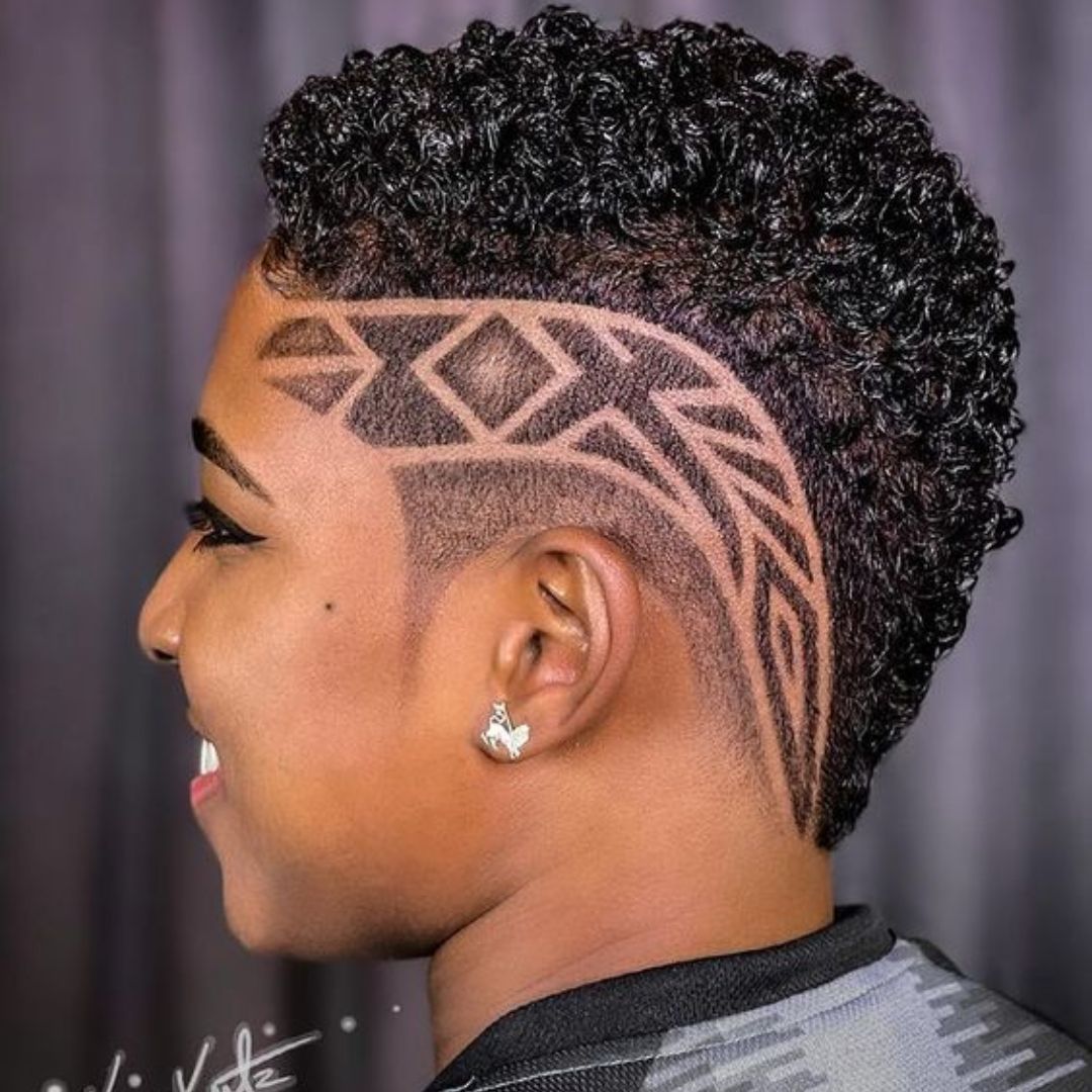 Aztec fade design hairstyle