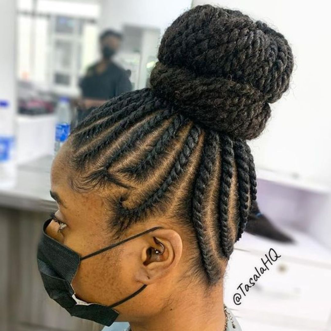 top knot flat twist hairstyle