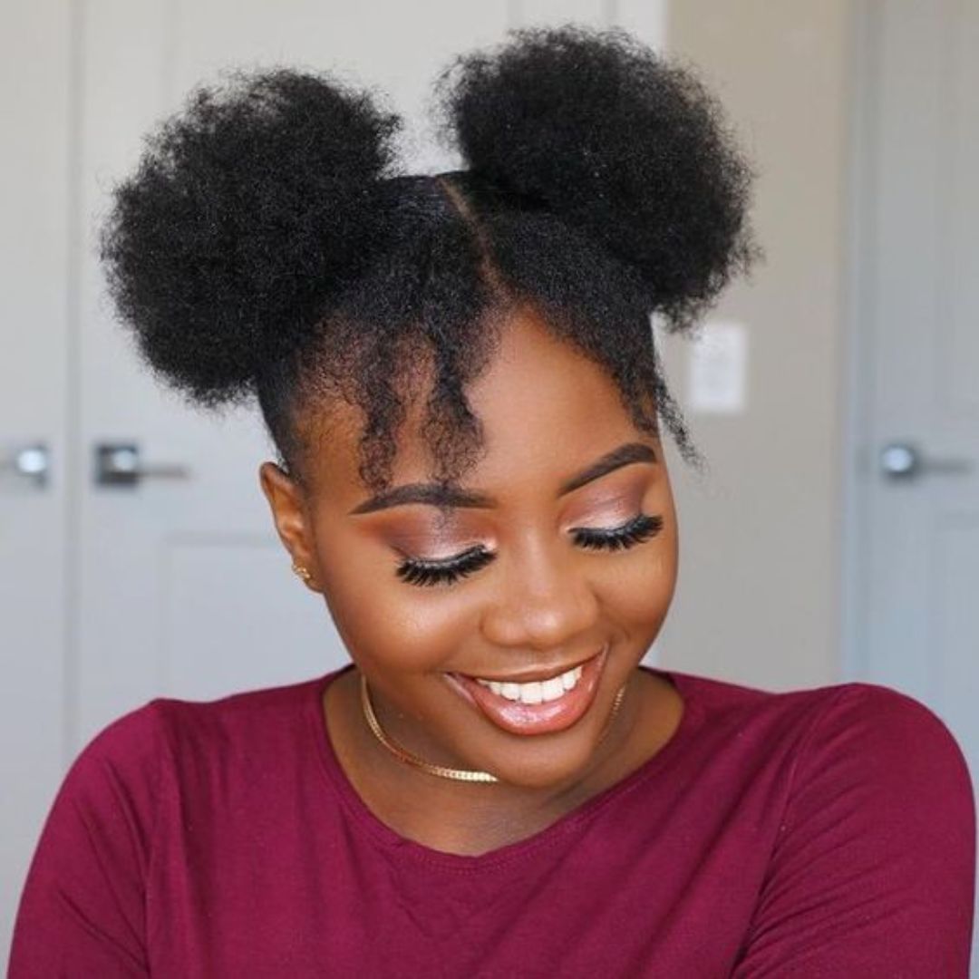 space buns on short 4c hair