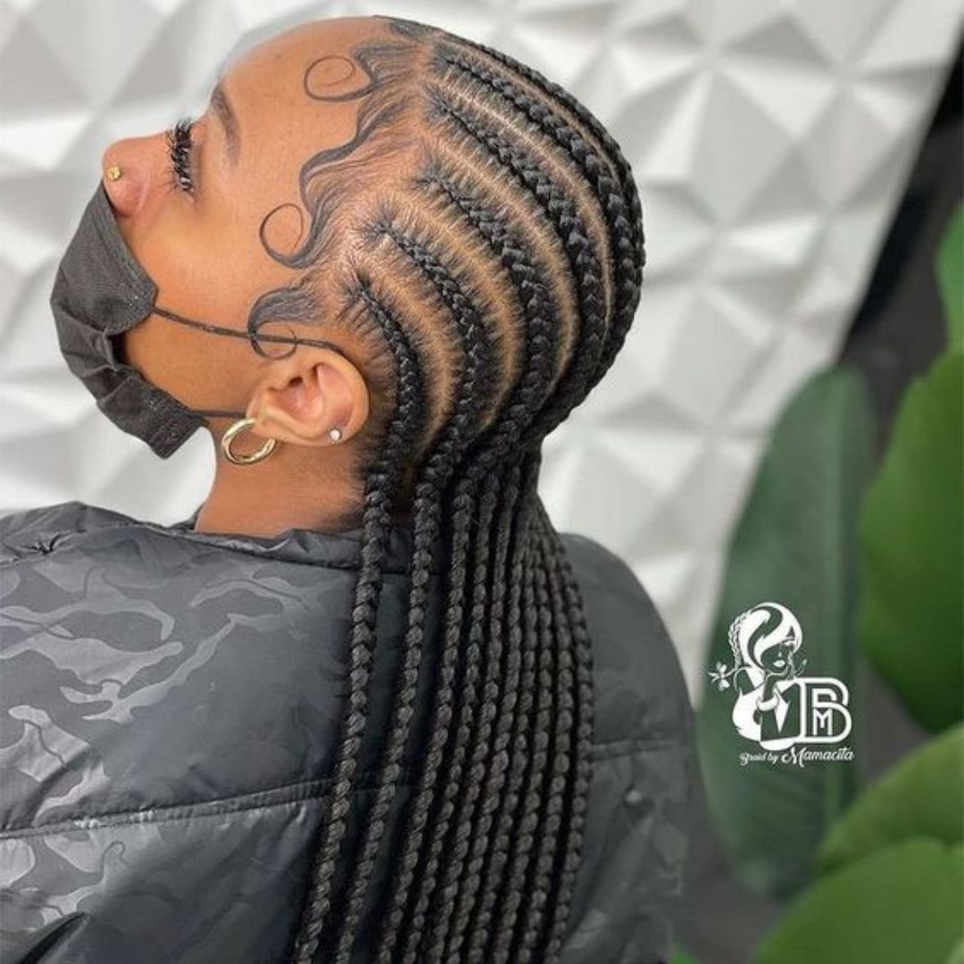 Back length straight back cornrows