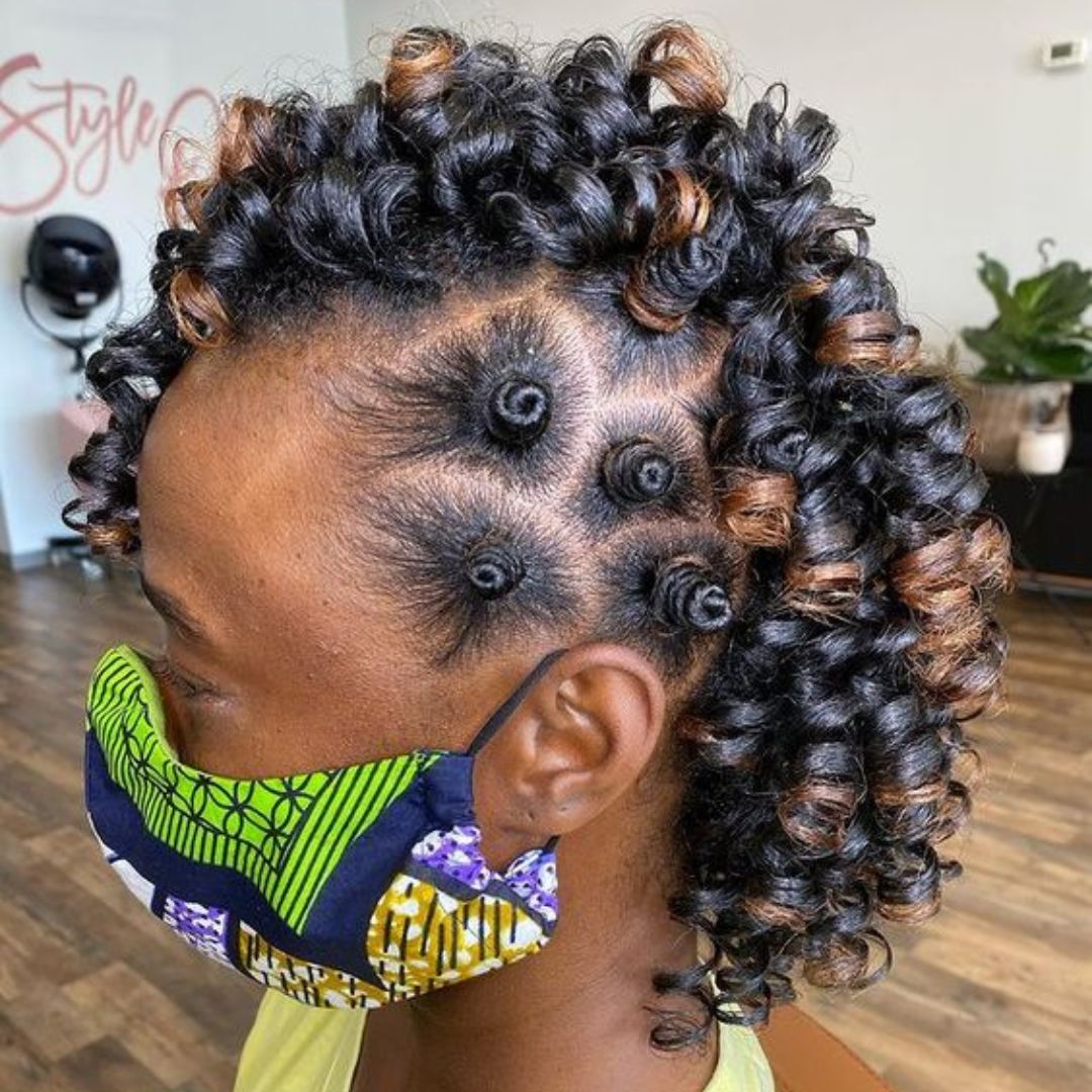roller sets on natural hair with bantu knots