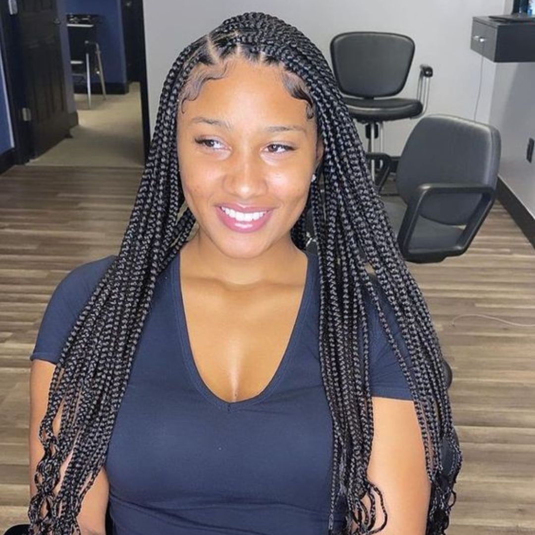 Small box braids defined edges