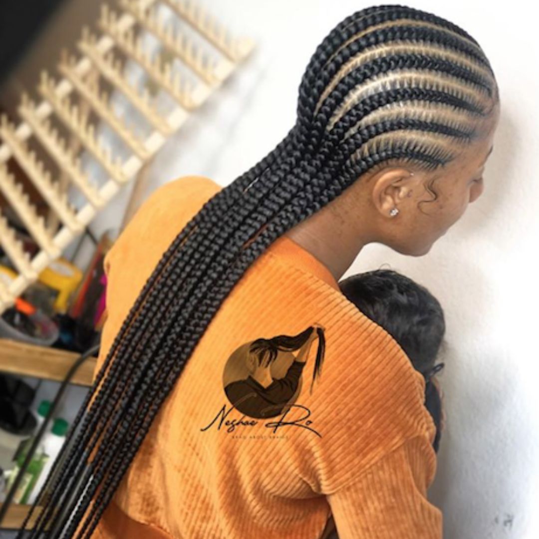 Simple all-back stitch braids cornrows