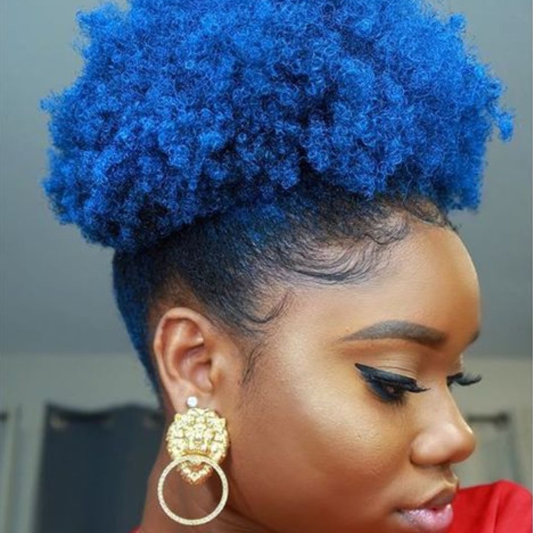Neon Blue wax on natural hair