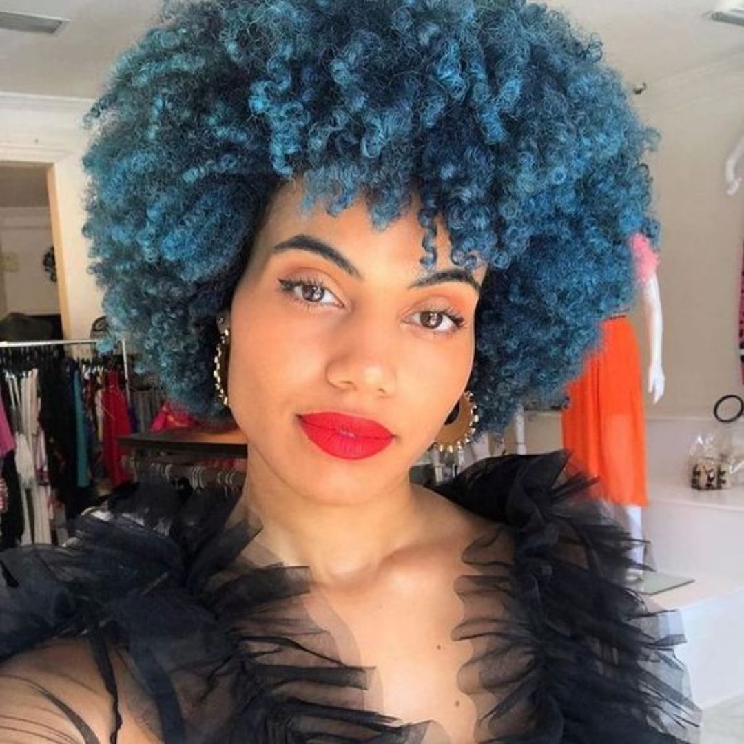 Teal-Blue on natural hair