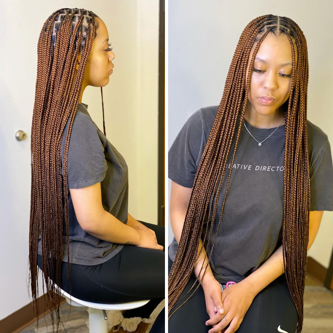 long brown box braids on light skinned women 