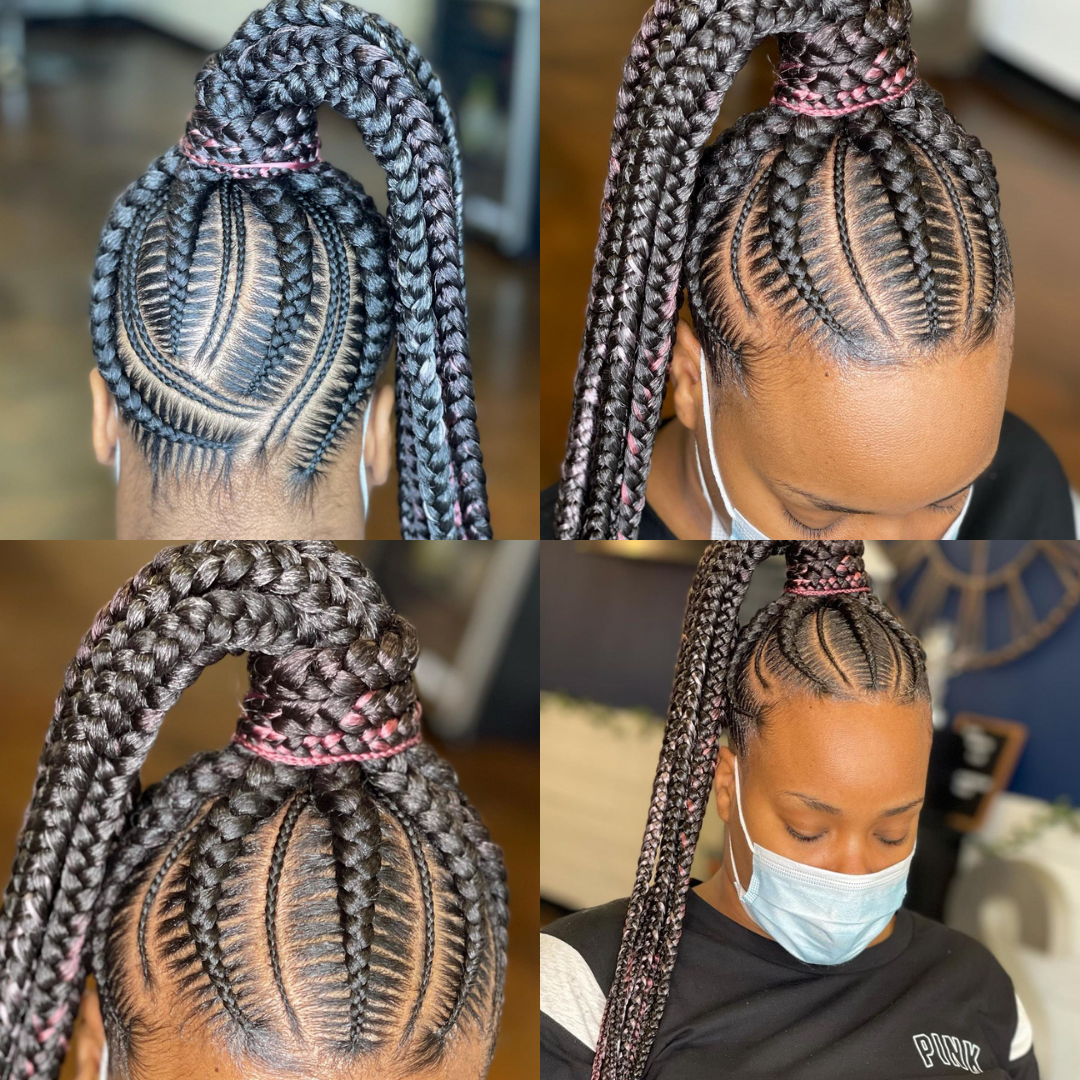 stitch cornrow braids ponytail 