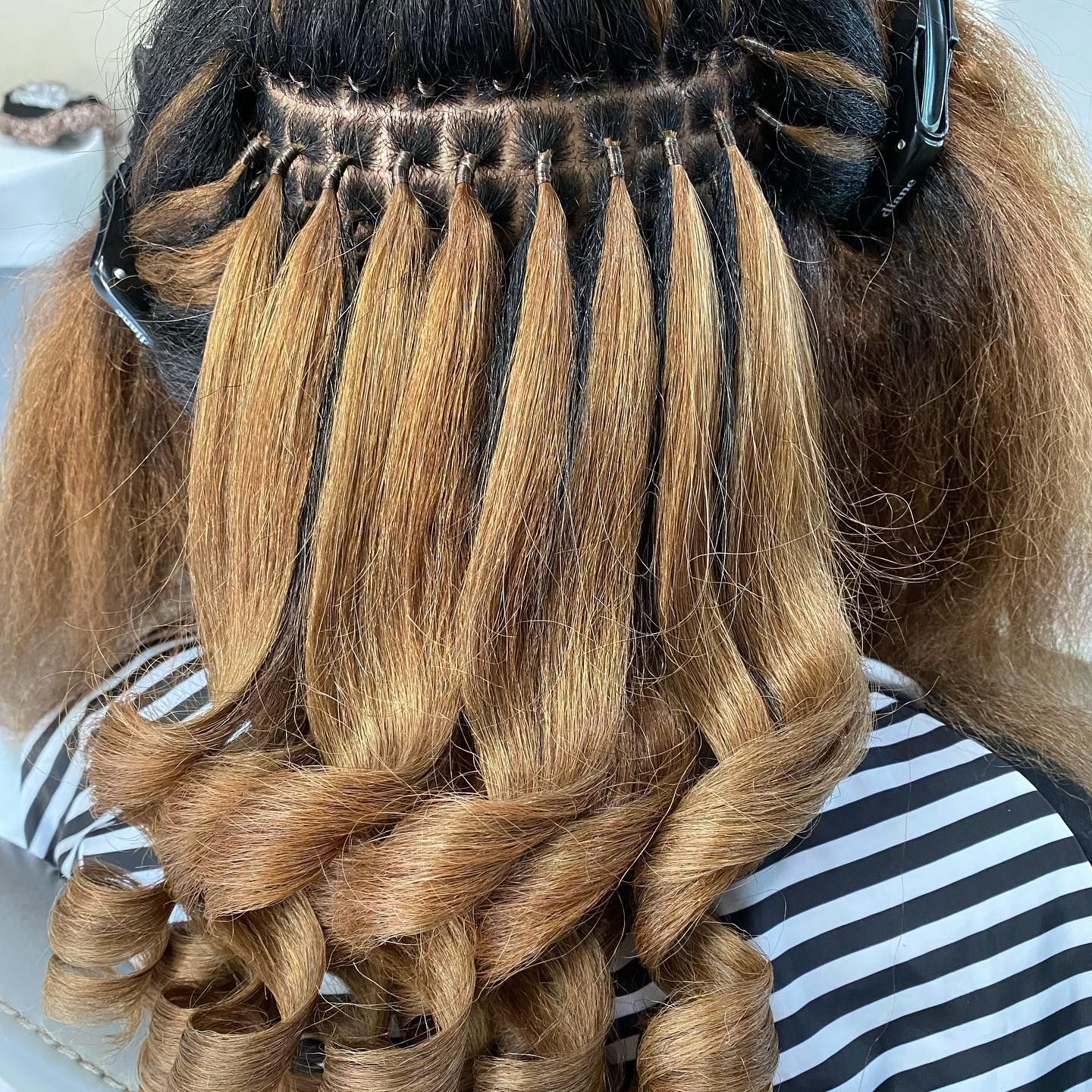 Brown and Black brazilianknots microlink extensions