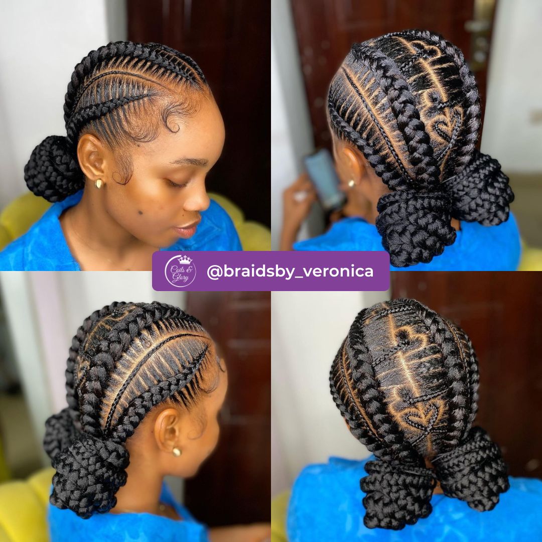 stitch heart design cornrow hairstyle