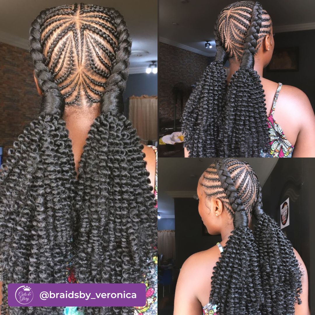 trendy fishbone braids with curly ends