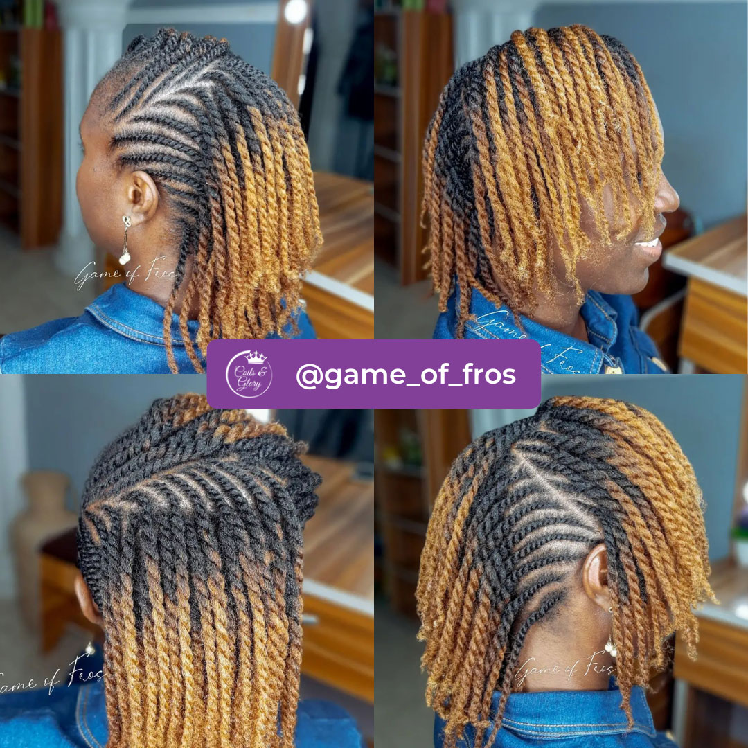 flat twists on brown natural hair