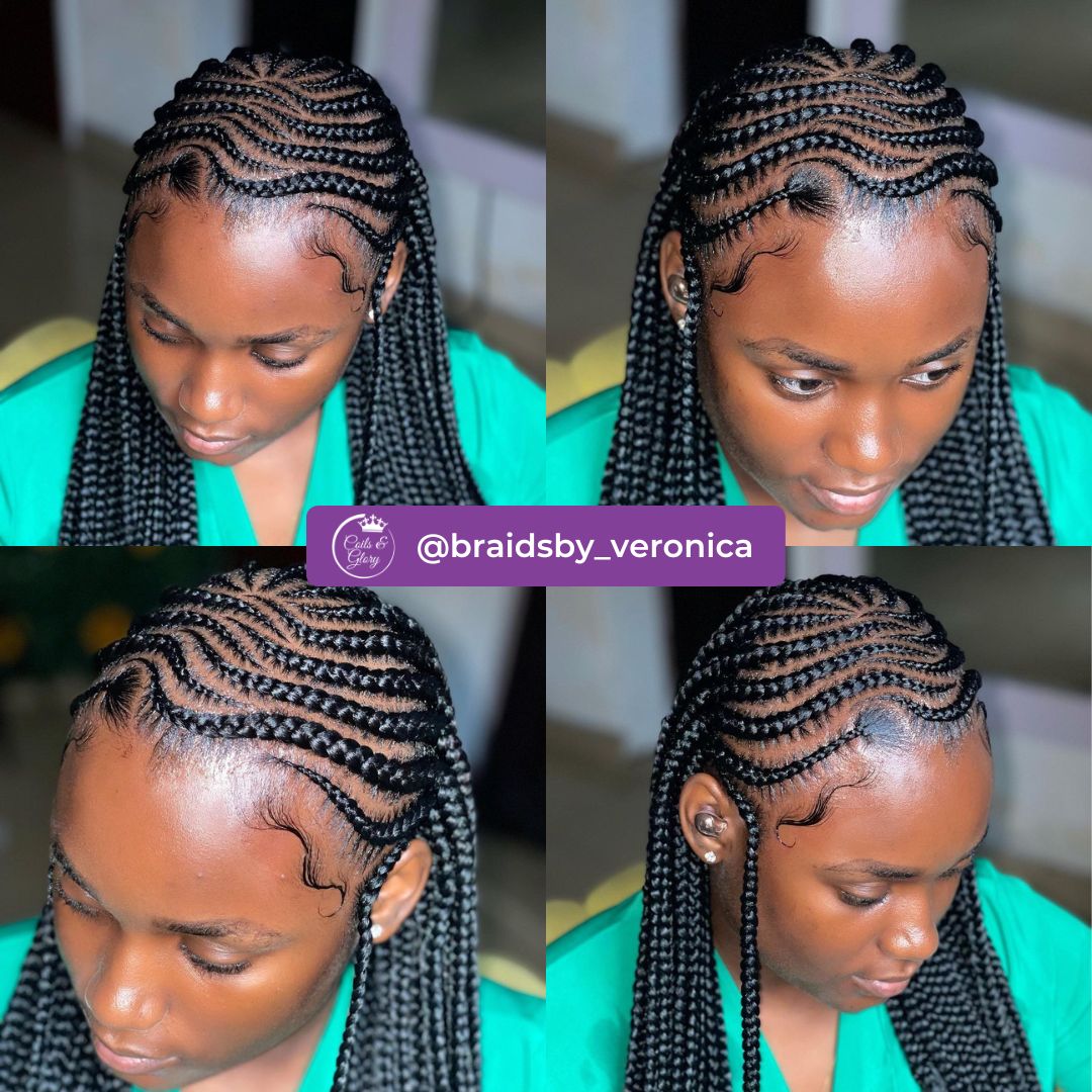 wavy pattern cornrow hairstyle for black hair