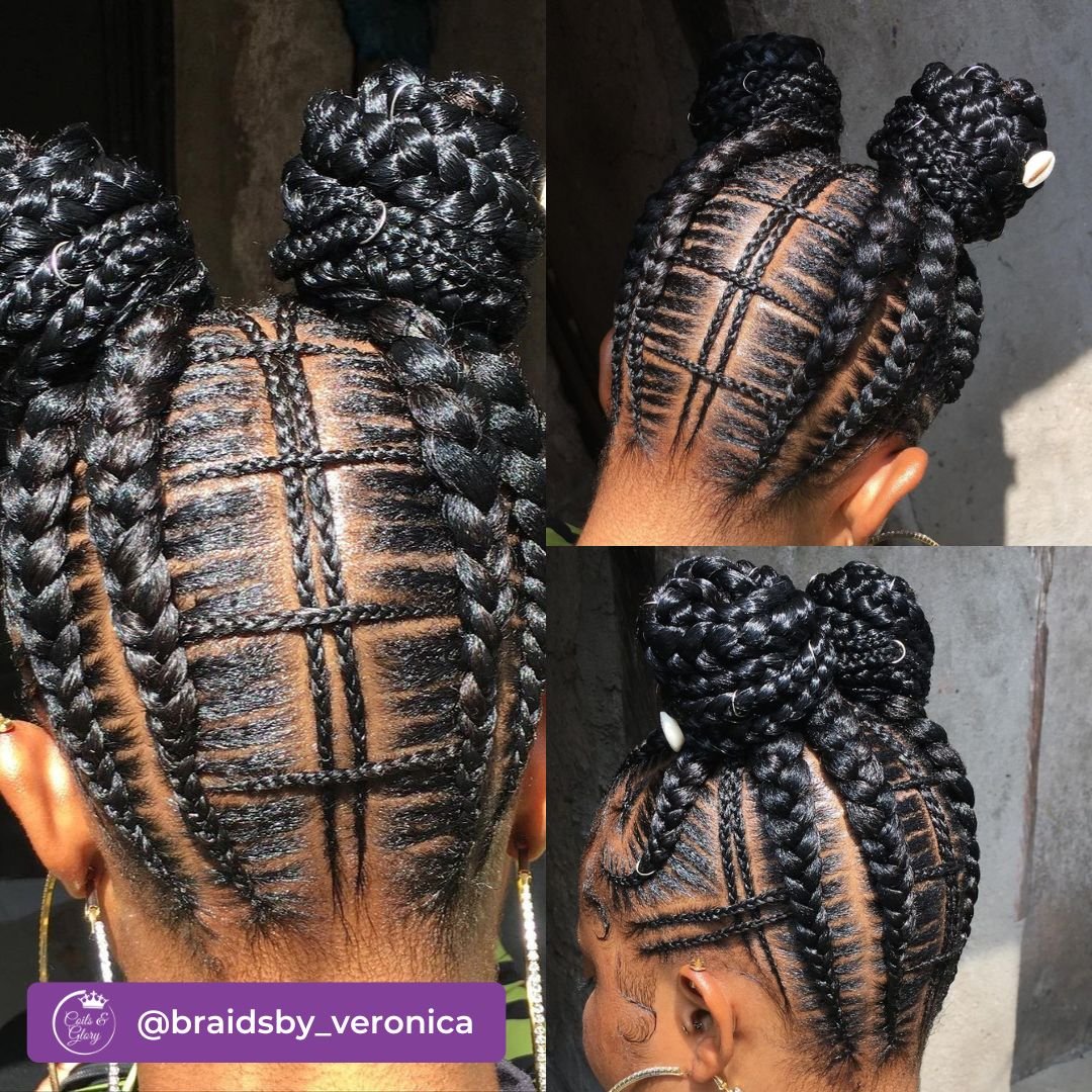 box braided cornrow with bun