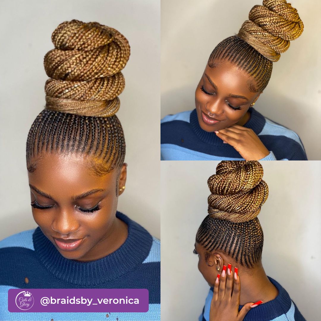 colored cornrow updo