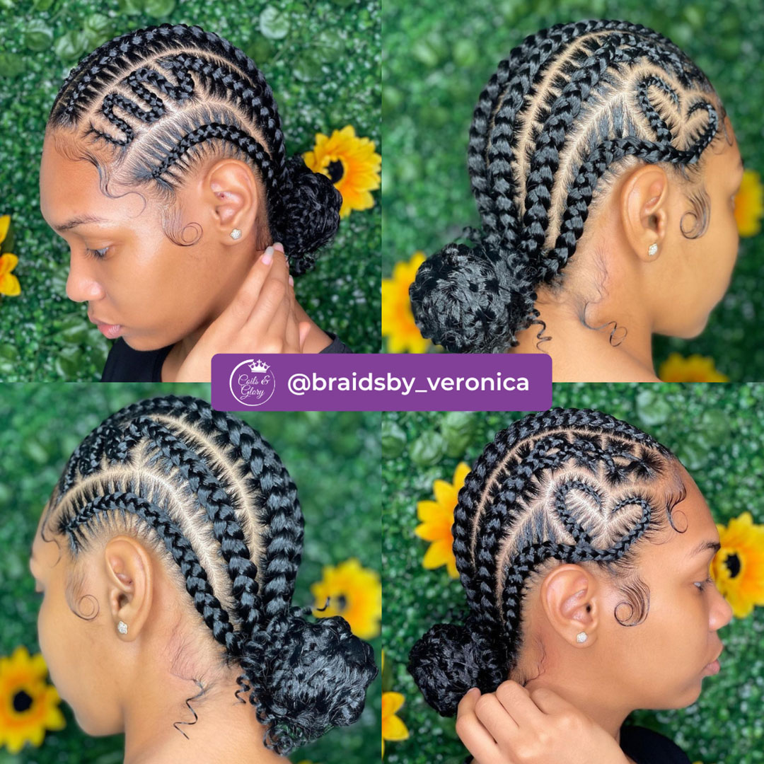 Heart-shaped braids for black women
