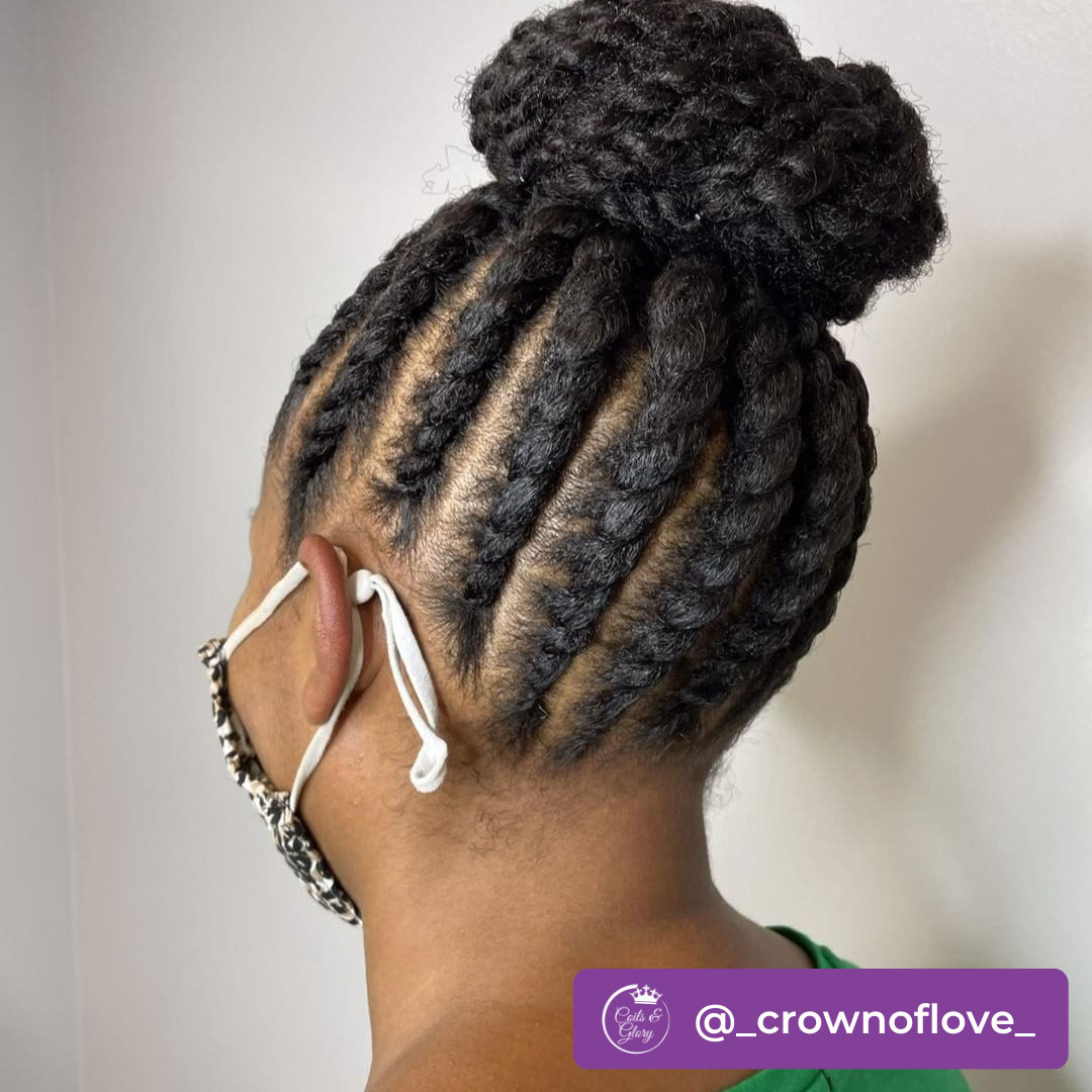 flat twists with feed-in hair