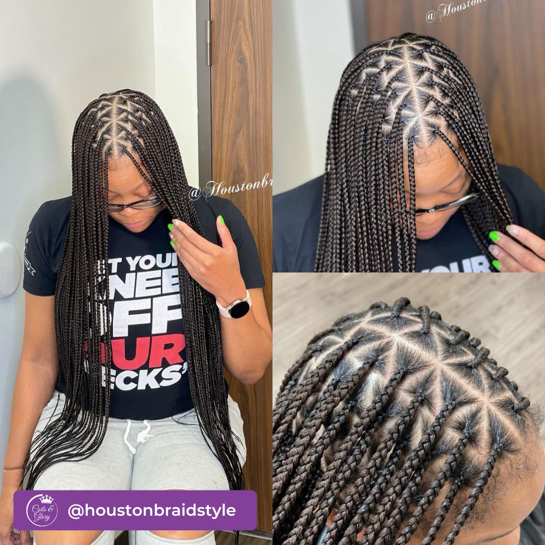 waist length triangle braids