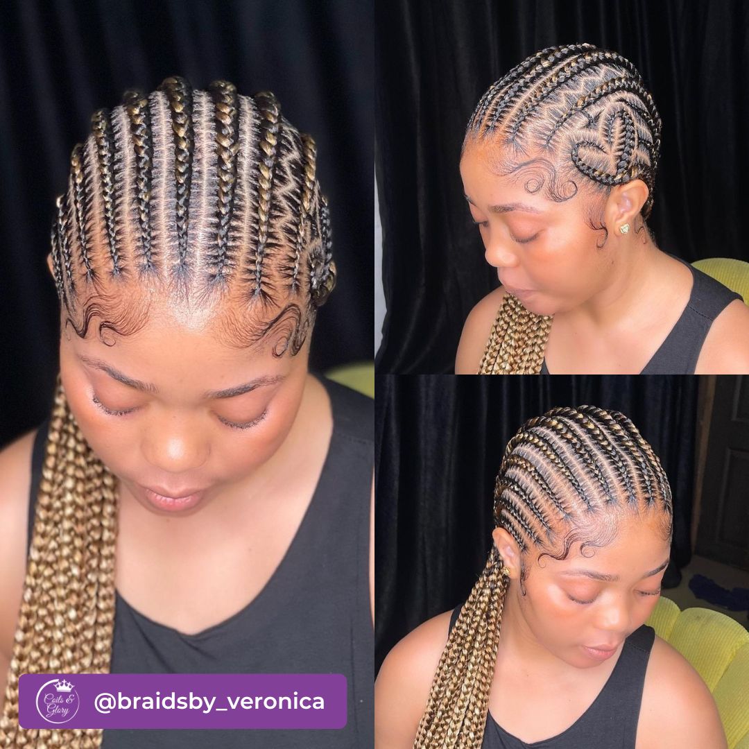 small cornrows with defined edges