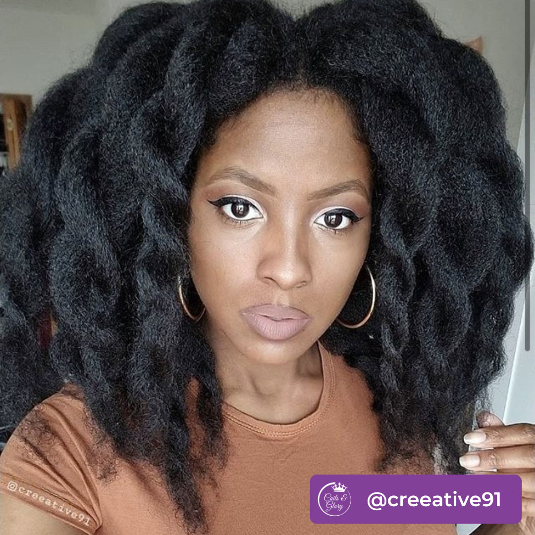 loose two strand twists on long natural hair