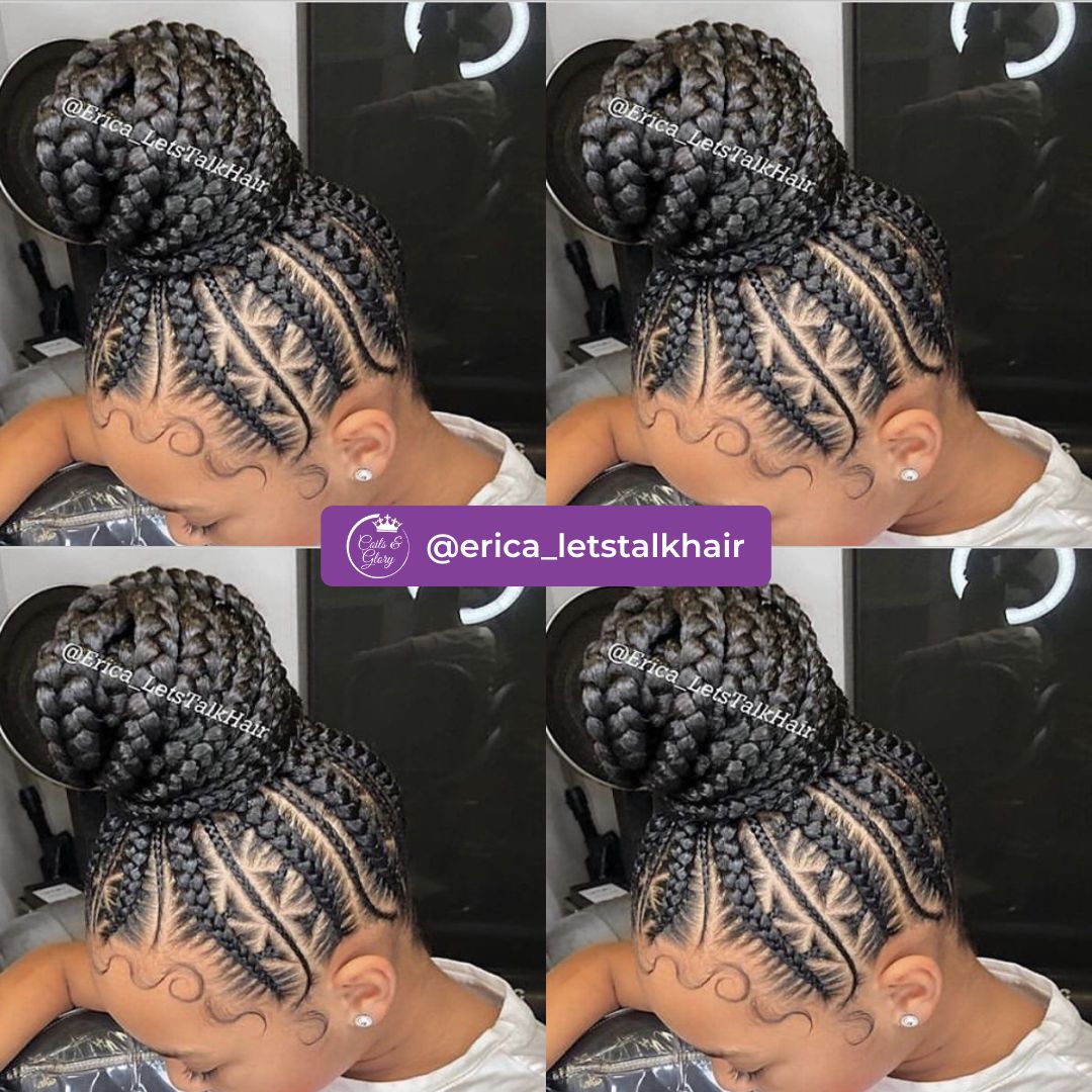 top knot cornrows with defined edges