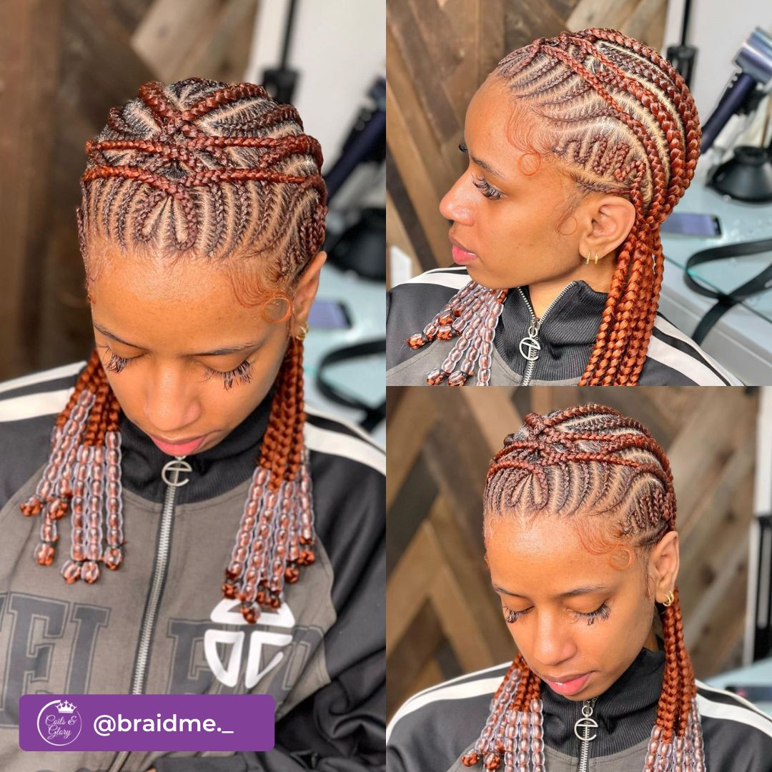 colored cornrows with beads