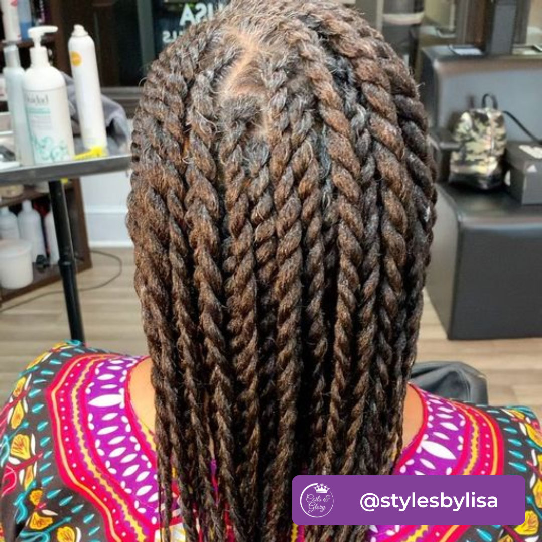 juicy two strand twists on long hair