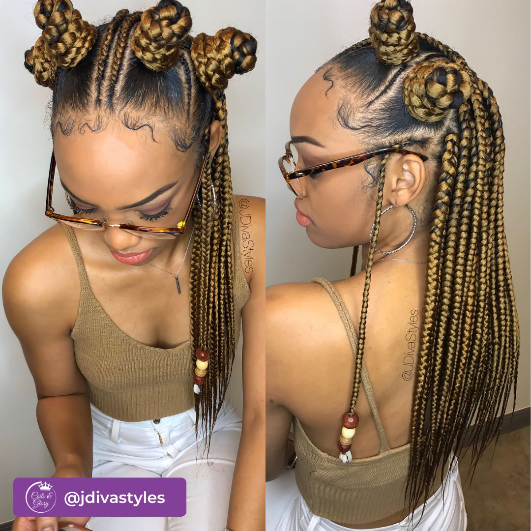 cornrows with bantu knots