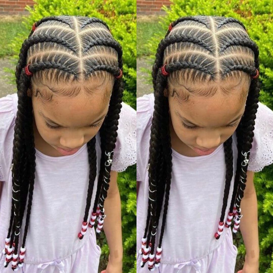 pop smoke braids on girls with beads
